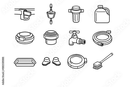 Extension balcony window floor vector rainwater port icon hose rinse clip jug