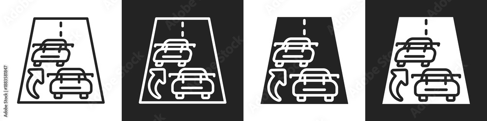 Fotografie Overtake Line And Solid Icon In White And Black Background