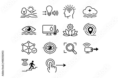 Situational response action atmosphere sensitive awareness automation mindful icons vector clarity focus