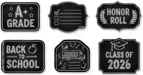 Set of 6 back to school badges vector