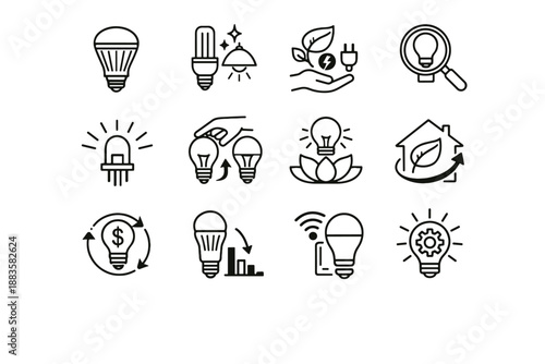 Consumption clarity modern cue energy vector icon use lighting efficient upgrade
