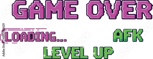 Retro gaming text icons set vector