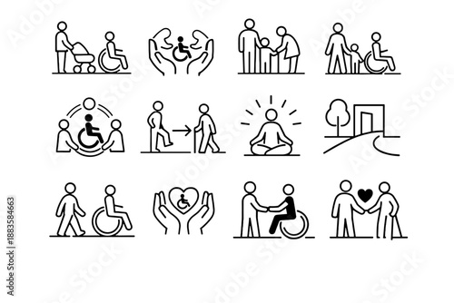 Icons cue shared space icon to inclusion urban calm kindness clarity vector