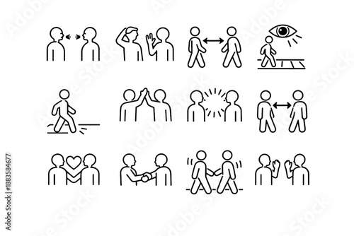 Contact mutual cue communication signals icon urban silent vector signal eye sidewalk