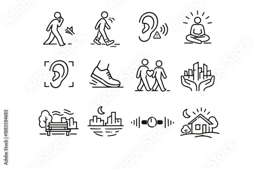Urban keep noise sidewalk icon street awareness vector respectful peaceful courtesy icons