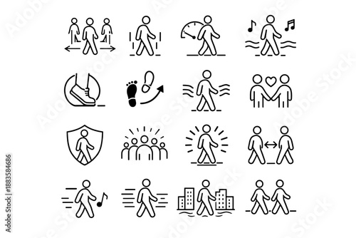 Sidewalk adapt icon vector safety pedestrian urban pace calm speed icons rhythm