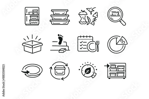 Minimalist clear icon leftovers focus vector rotation icons clarity system fridge cue