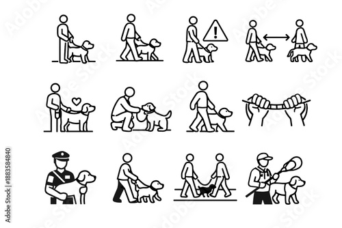 Vector safety habit guided sidewalk pet public icon calm icons clarity walking