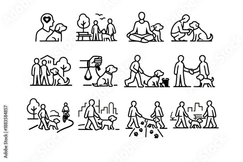 Awareness responsible baseline readiness respect vector walking icon pet icons outdoor