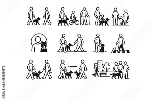 Pet icons step courtesy pedestrian walking to vector clarity priority awareness balance