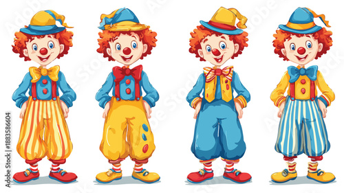 Cheerful Boy in Colorful Clown Costume Cartoon Vector Illustration