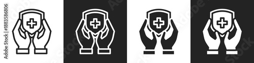 Health Insurance Line And Solid Icon In White And Black Background