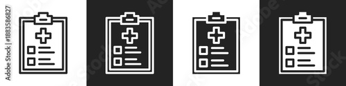 Medical Checkup Line And Solid Icon In White And Black Background