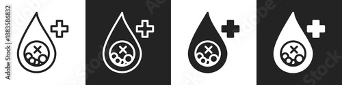 Colesterol Line And Solid Icon In White And Black Background