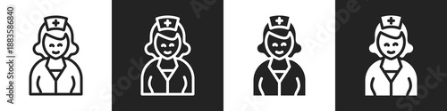 Nurse Line And Solid Icon In White And Black Background