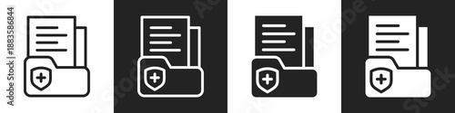 Medical Folder Line And Solid Icon In White And Black Background
