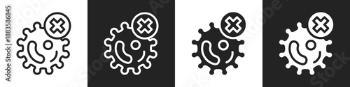 Bacteria Line And Solid Icon In White And Black Background