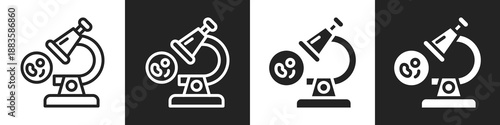 Microscope Line And Solid Icon In White And Black Background