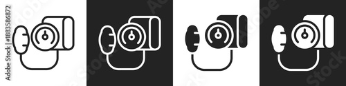Sphygmomanometer Line And Solid Icon In White And Black Background