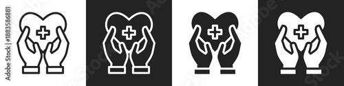 Medication Line And Solid Icon In White And Black Background