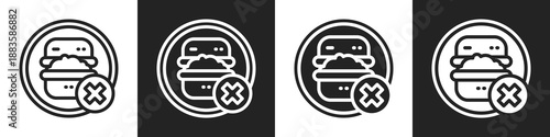 Diet Line And Solid Icon In White And Black Background