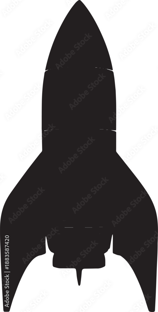 Obraz premium Space Rocket Silhouette in Dramatic Minimalist Style with Dark Tone on White Background for Aerospace Illustration