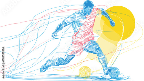 Creative Football Club Design Concept Vector with Outline Isolated on White Background