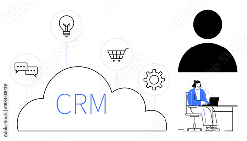 CRM concept. CRM systems enhancing customer interaction, data management, and workflow automation. CRM solutions for business growth, client engagement, and productivity tools. For digital