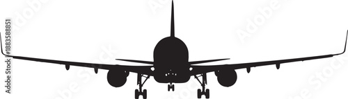Commercial Airplane Silhouette in Modern Minimalist Style with High Contrast Lighting on Isolated White Background for Aviation Industry