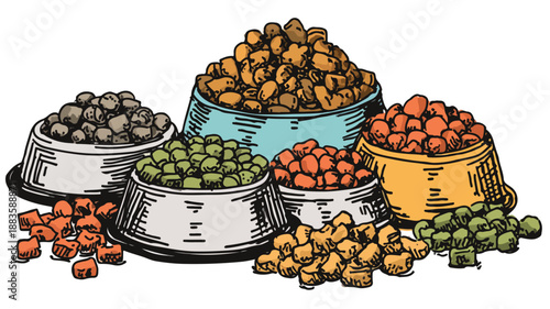 Professional Pet Food Clipart Vector Art and Illustration Vector with Outline