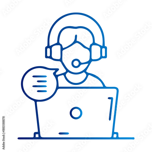 Concepto de servicio al cliente y soporte técnico con mujer operadora con auriculares.