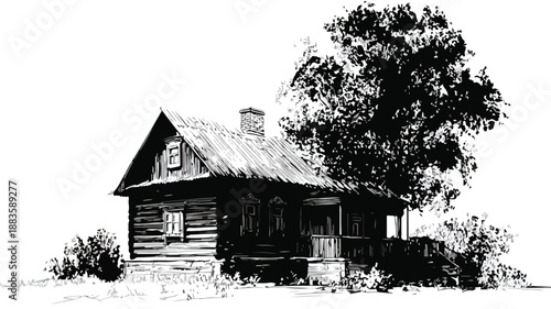 Unique Primitive Wooden House Black Silhouette Vector Art for Creative Designs