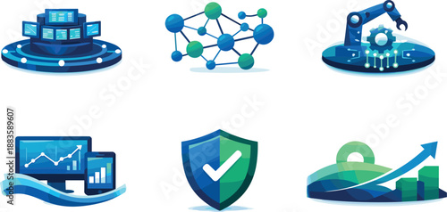 Operational Efficiency Ecosystem. End-to-end operational efficiency ecosystem illustration showcasing sustained performance