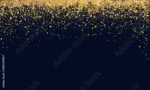 Wallpaper Mural Festive vector background with gold glitter and confetti for Christmas celebration. Black background with glowing golden particles. Dark backdrop with space for text. Vector flyer or banner template. Torontodigital.ca