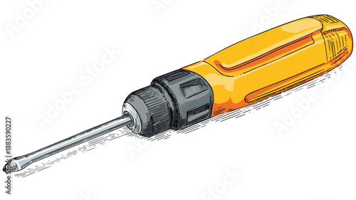 Professional Screwdriver Cartoon Style Vector Illustration for Design Projects