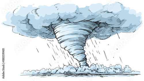 Whimsical Tornado Clipart Cartoon Illustration in Vector Style