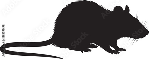 Rat Silhouette Dark Solid Vector Illustration for Pest Control