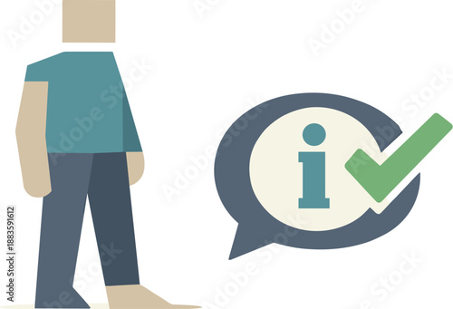 Image Generation. Calm abstract geometric human figure stands beside single balanced symbol combining simplicity and depth