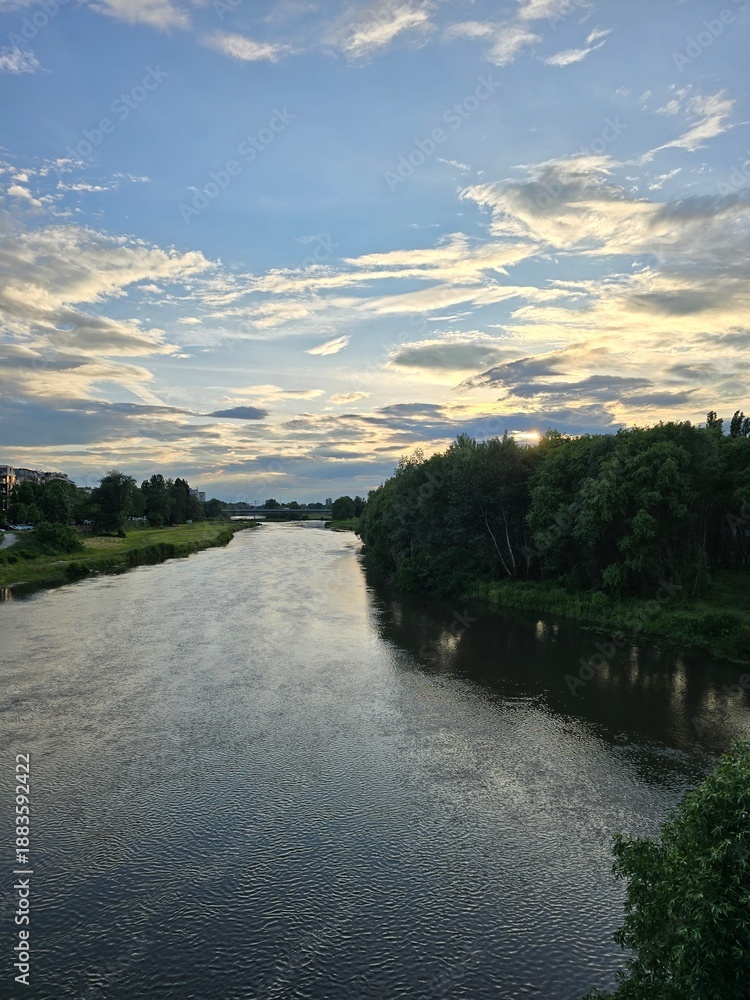 Fototapeta premium sunset over the river
