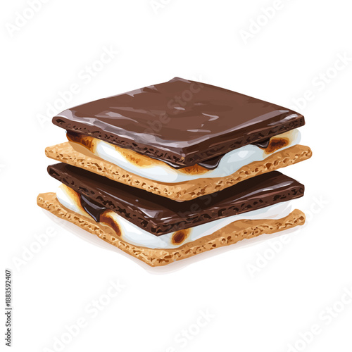 Minimalist 2D vector icon representation of a Smores, displayed on a pure white background