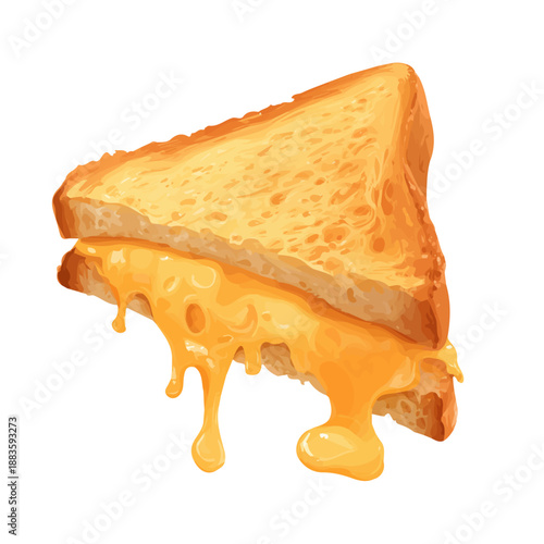 Flat-design 2D vector artwork of a Grilled Cheese Sandwich, styled as an icon and isolated against white background