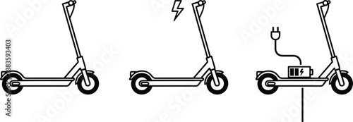 Electric Scooter Charging and Usage Illustration Series