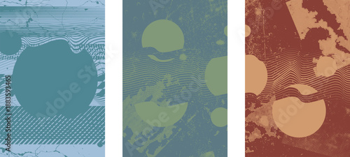 Glitch distorted geometric shape . Noise destroyed logo . Trendy cyber punk poster . Glitched frame .Grunge textured . Distressed effect .Vector shapes with a halftone dots screen print texture.