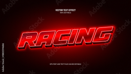 Racing text, neon text style editable text effect