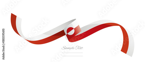 Greenlandic flag ribbon vector illustration. Greenland flag ribbon on abstract isolated on white color background