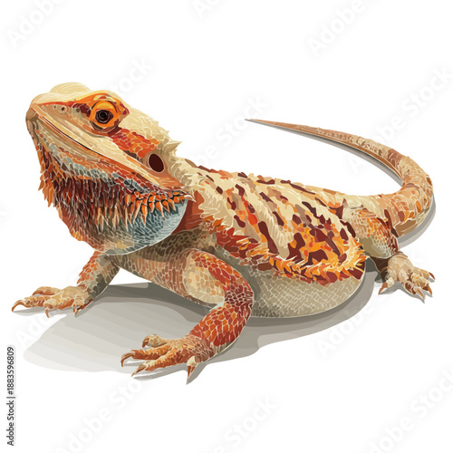 Minimal 2D flat vector of a Bearded Dragon, icon-style illustration on a white background