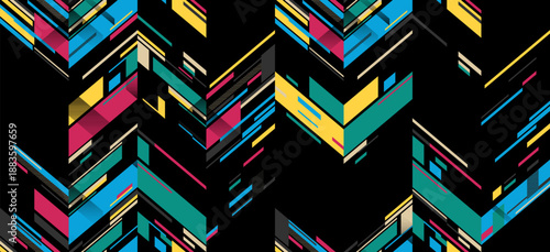 Obraz na plátně Seamless colorful pop art geometric pattern