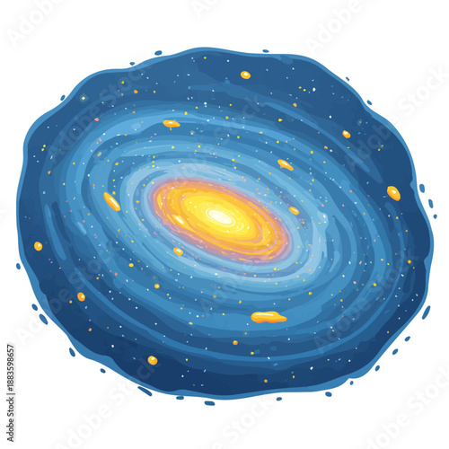 2D flat vector graphic of a Galaxy in icon style, isolated on white background