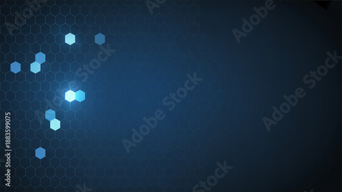 Glowing blue bokeh lights in dark blue background with soft focus and blurry edges for abstract wallpaper