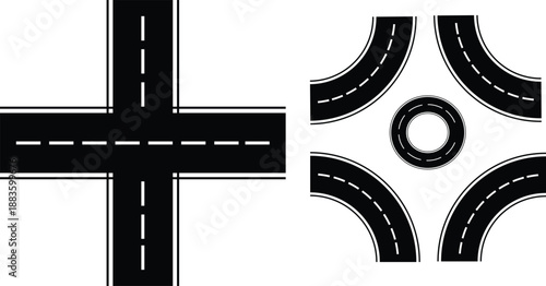 Road intersection and roundabout layout diagram